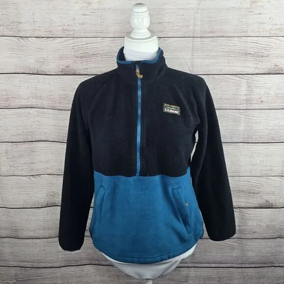 Bean Tops Womens Llbean Sweater Fleece Color Block